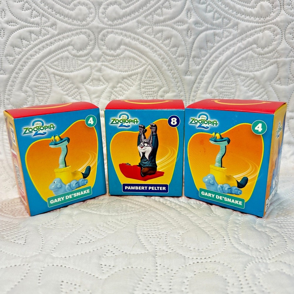Disney Zootopia 2 McDonald's Happy Meal Toys Gary Snake & Pawbert Pelter Lot